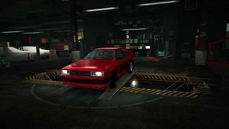Red Audi on turntable
