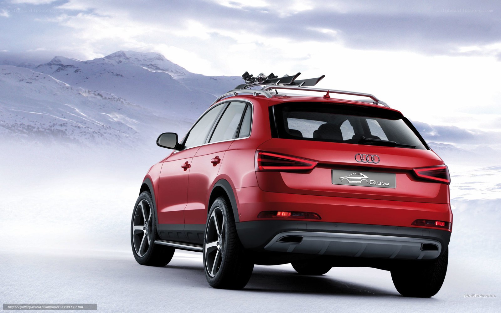 Red Audi Q3 Vail in snow