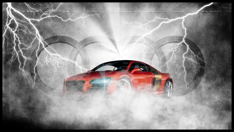 Red Audi R8 Car — Dramatic, Digital Art