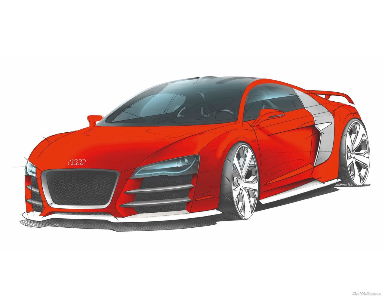 Red Audi R8 Concept Sketch