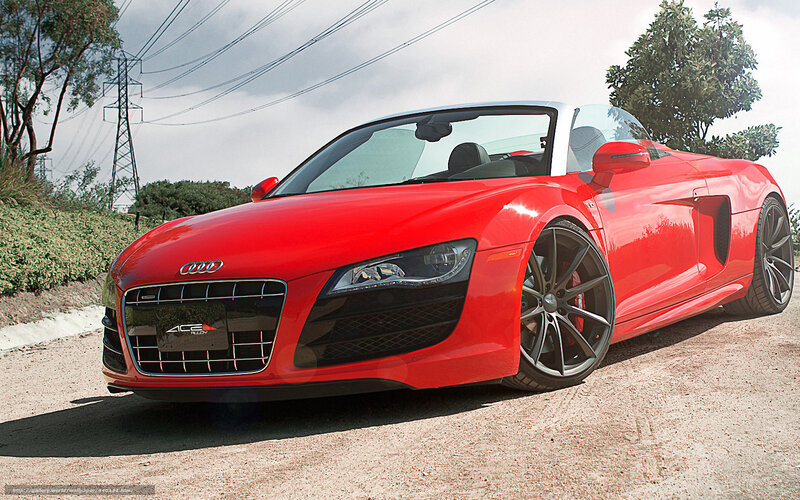 Red Audi R8 Convertible — Dramatic, Afternoon, Photograph, Car, Trees