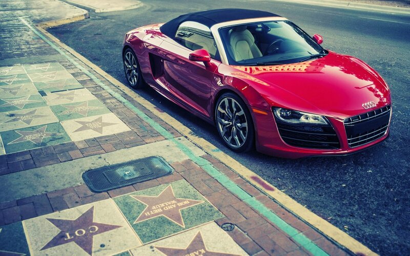 Red Audi R8 Convertible — Dramatic, Afternoon