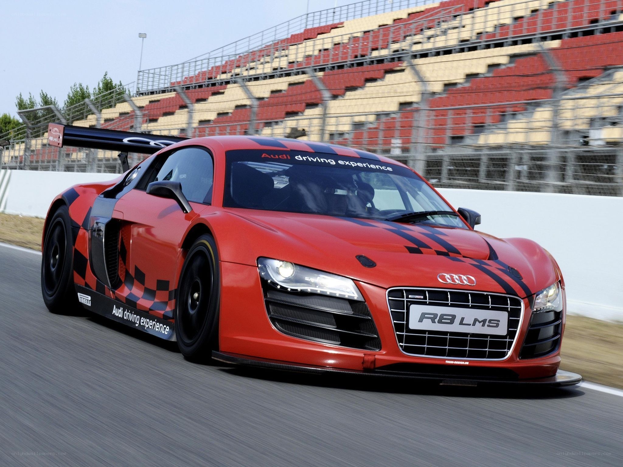 Red Audi R8 LMS on racetrack