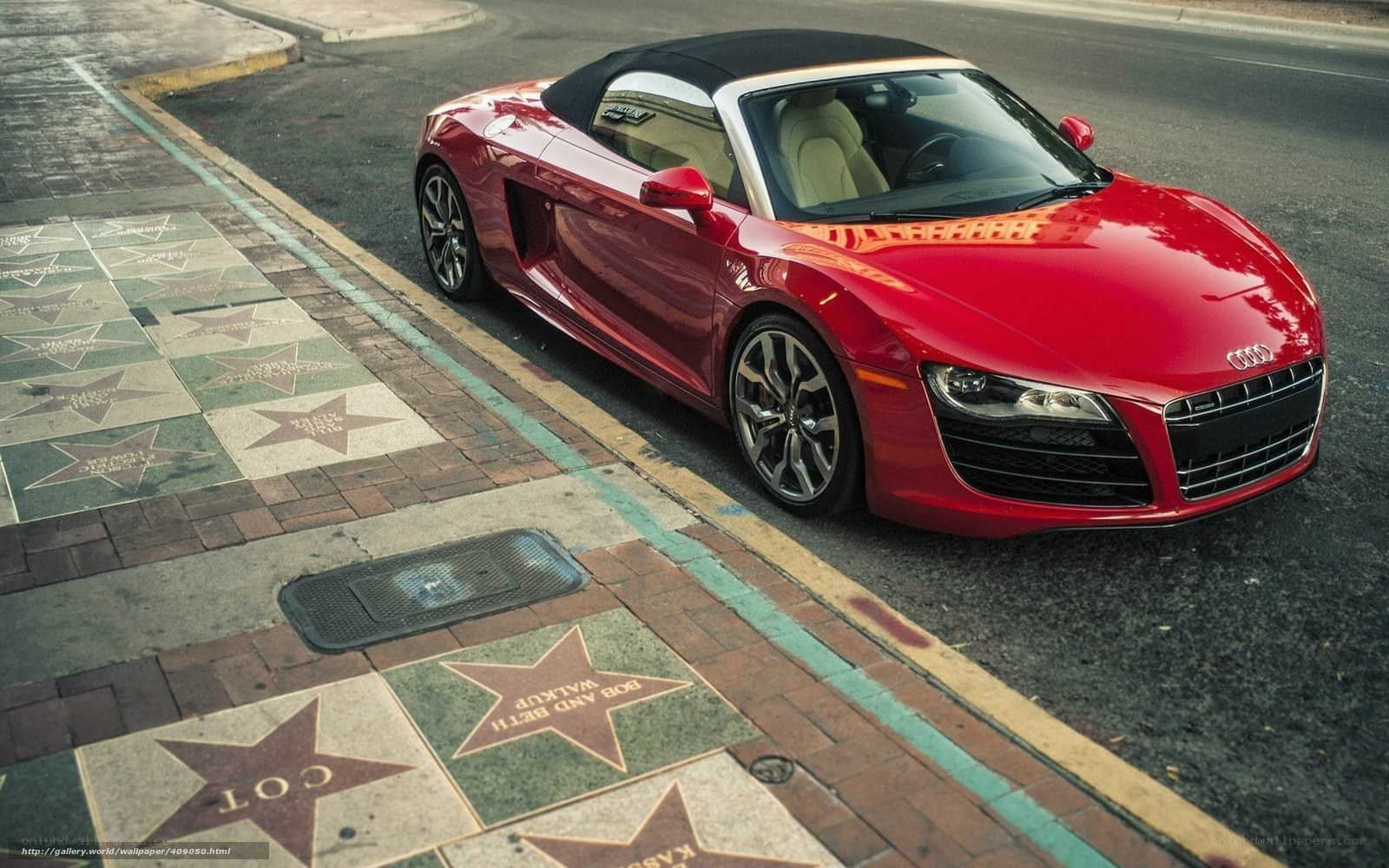 Red Audi R8 on Hollywood Walk of Fame