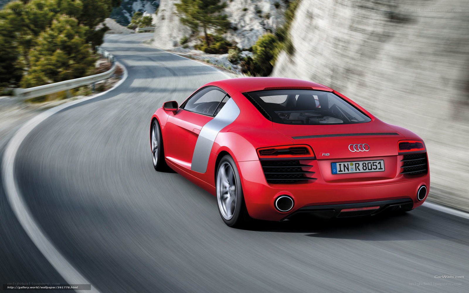 Red Audi R8 on winding road