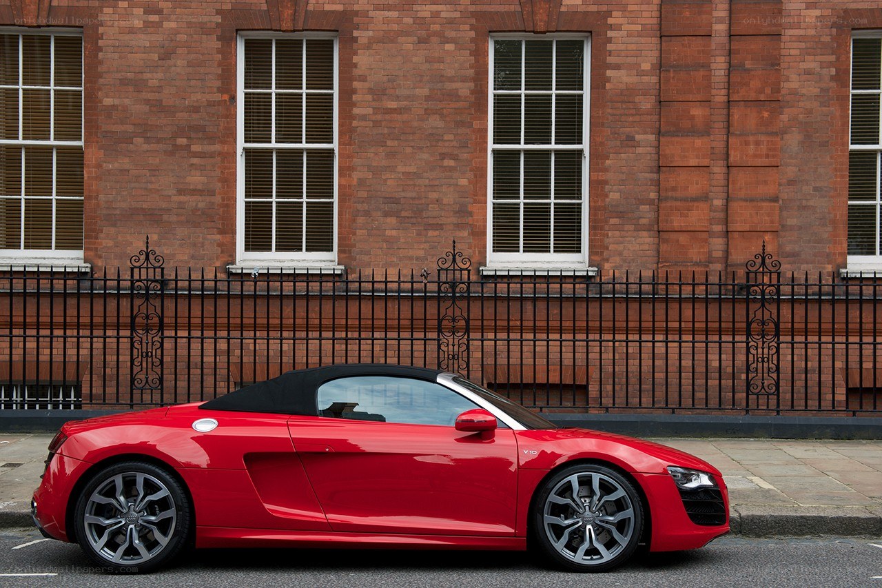 Red Audi R8 parked on street