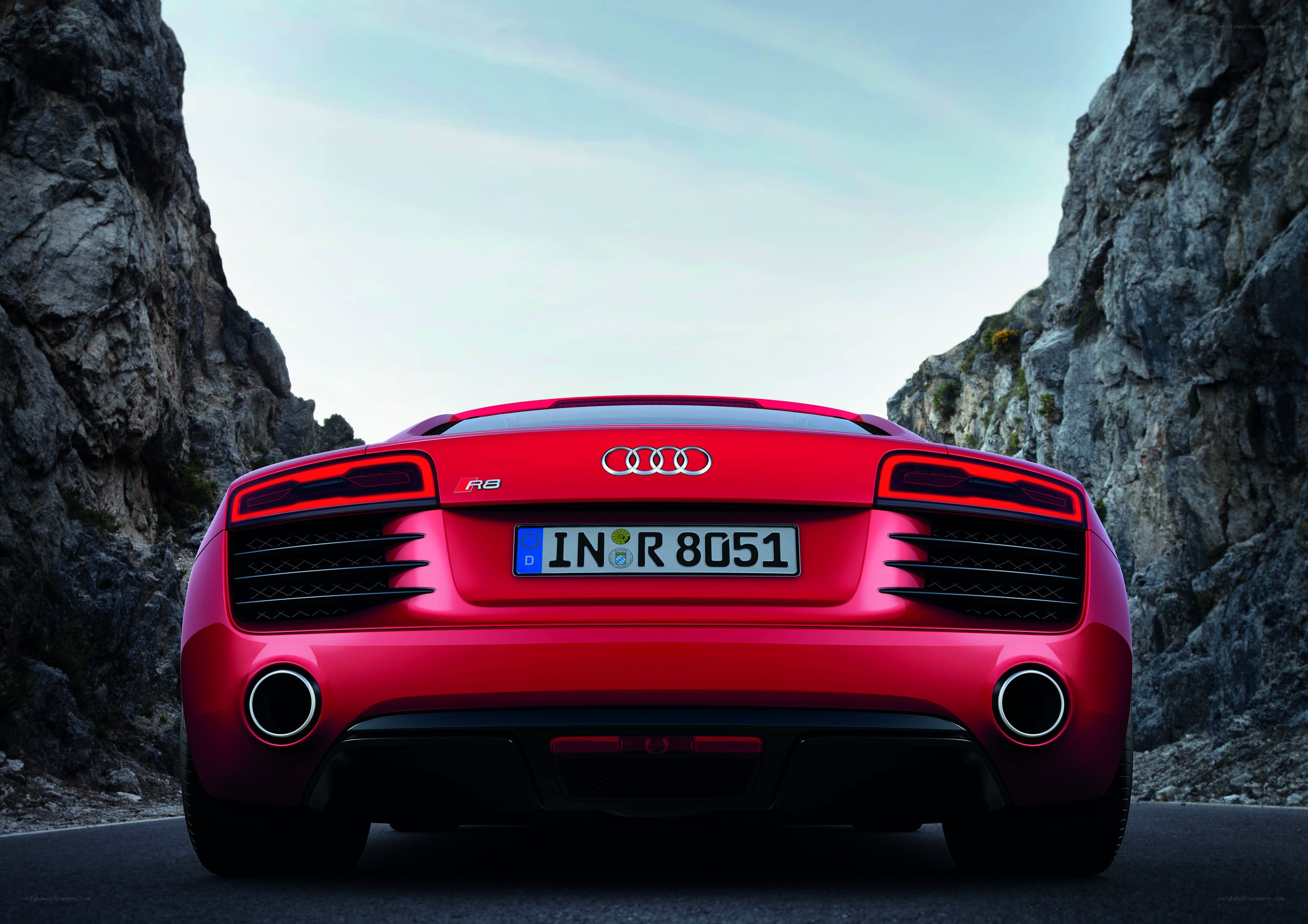 Red Audi R8 rear view