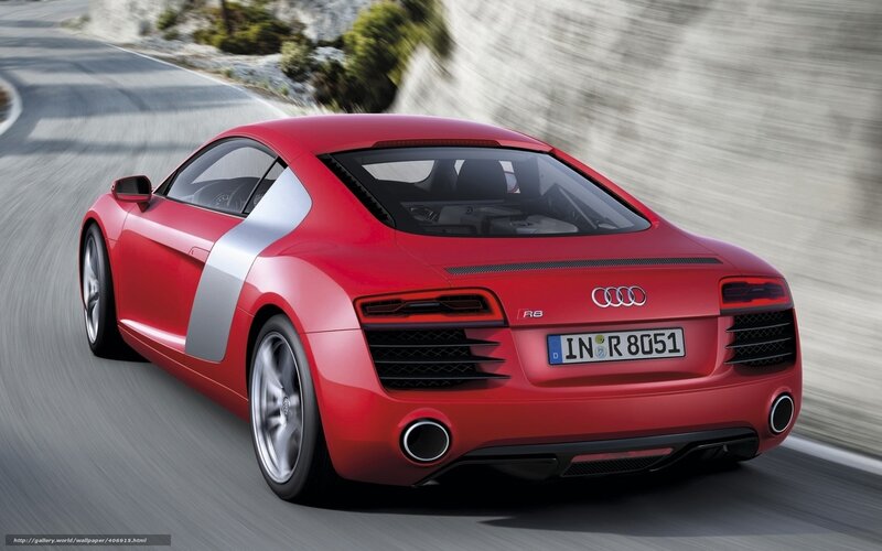 Red Audi R8 Sports Car — Dynamic, Photograph, Road