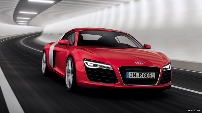 Red Audi R8 Sports Car — Dynamic, Photograph, Tunnel, Road