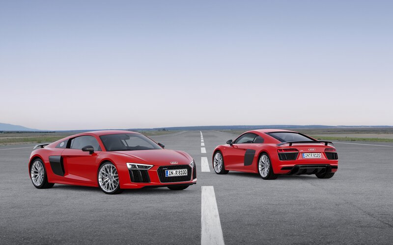 Red Audi R8 Sports Cars — Open, Afternoon