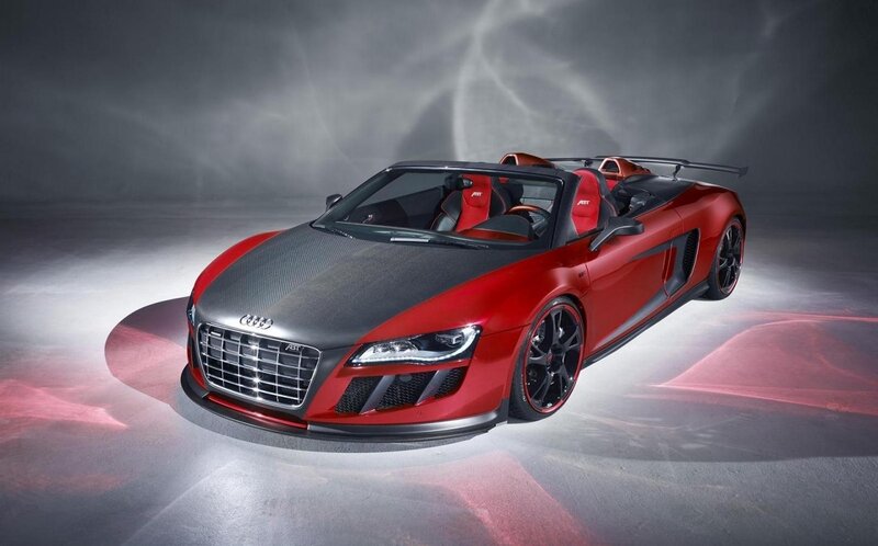 Red Audi R8 Spyder — Dramatic, Photograph, Carbon Fiber Hood