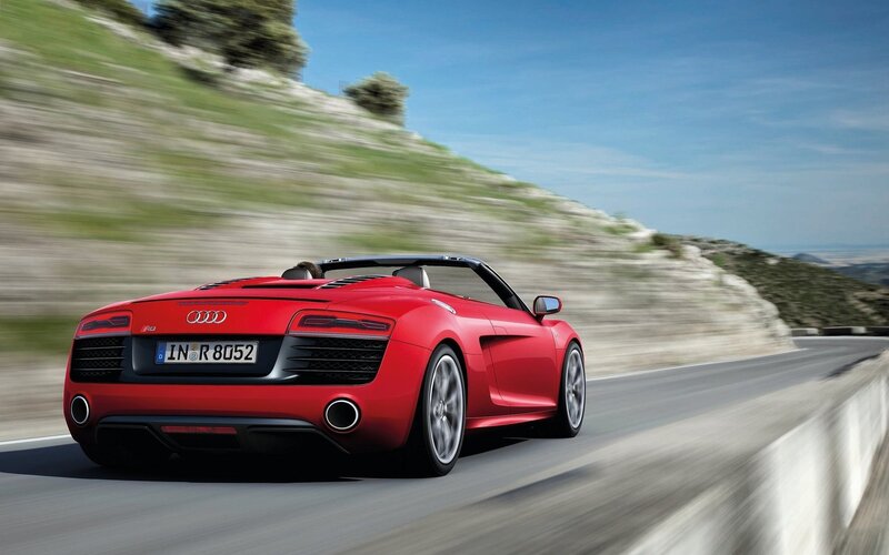Red Audi R8 Spyder — Dynamic, Afternoon, Photograph, Car