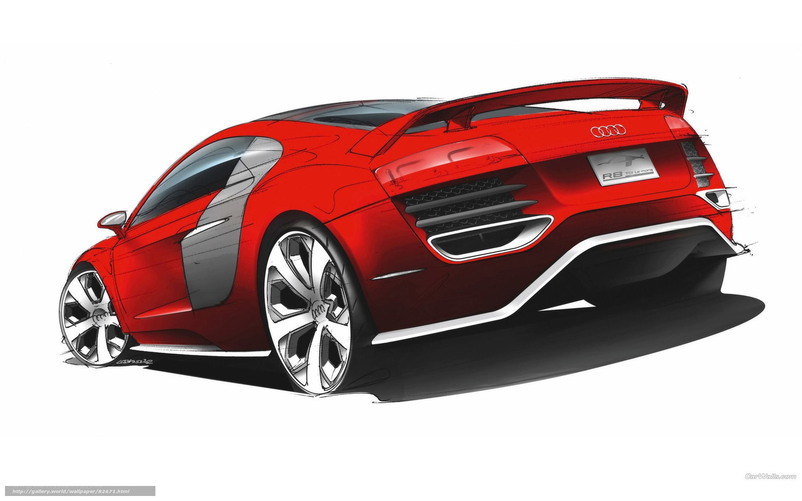 Red Audi R8 TDI Le Mans sketch