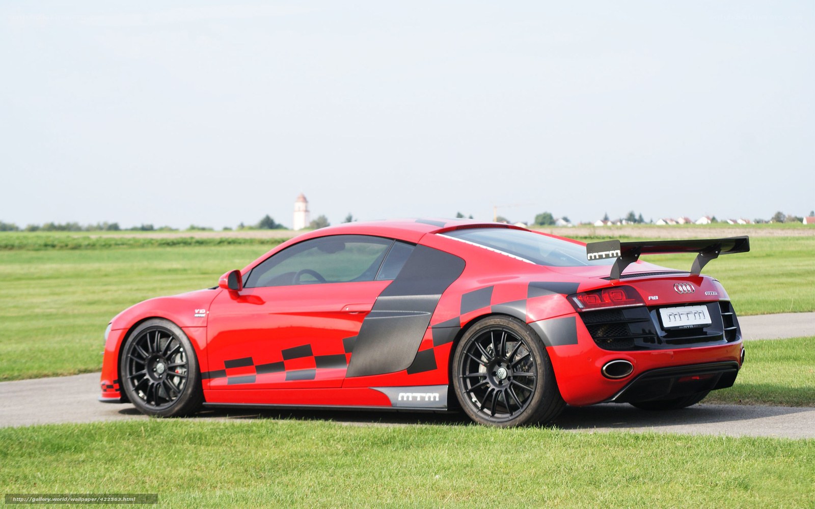 Red Audi R8 with checkered livery