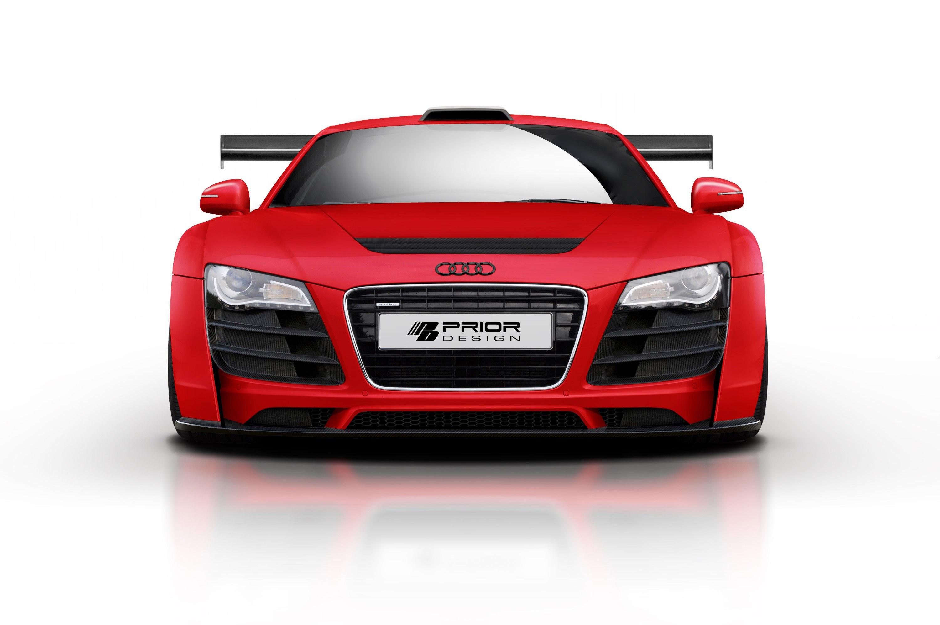 Red Audi race car front view