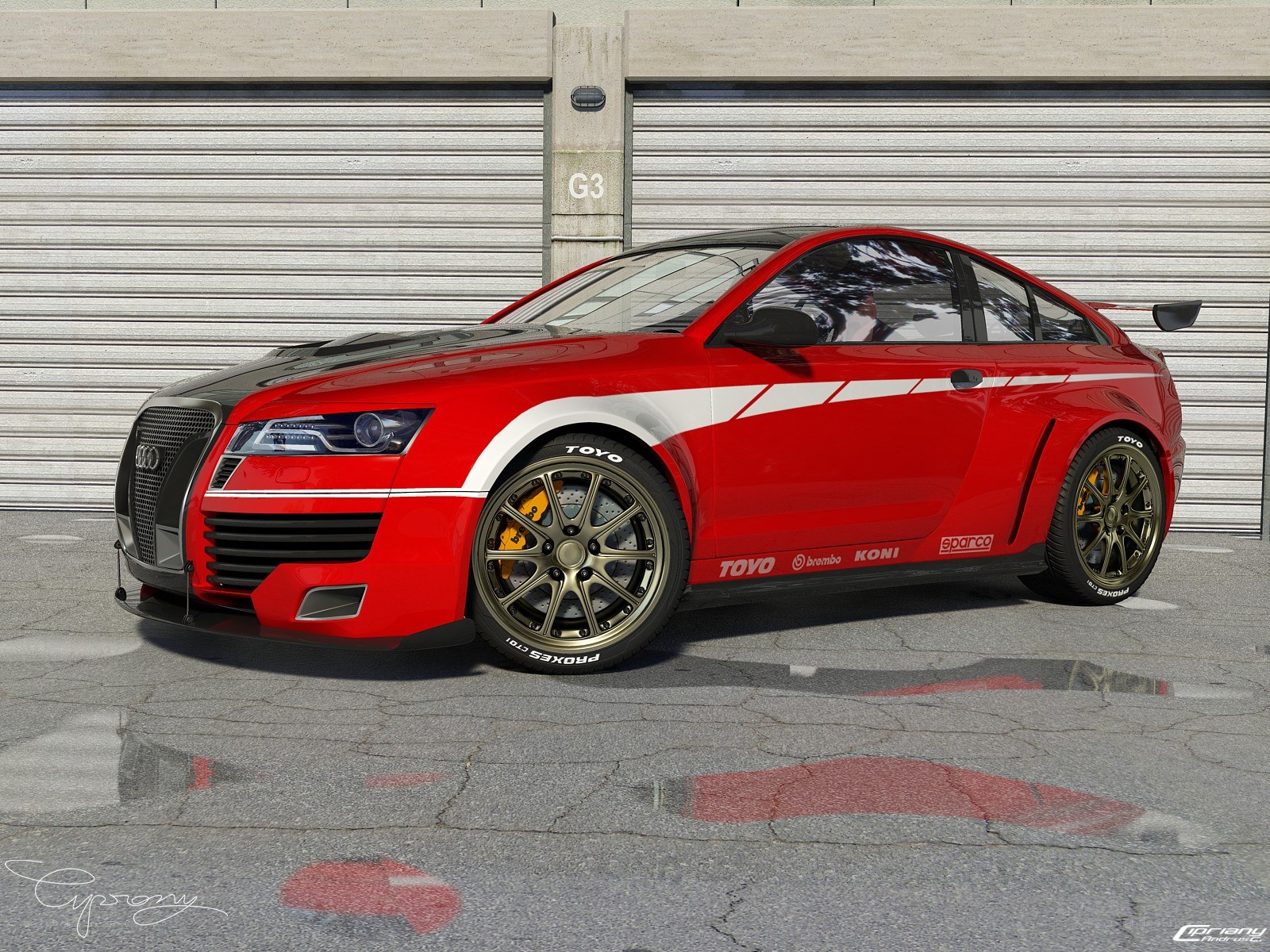 Red Audi race car