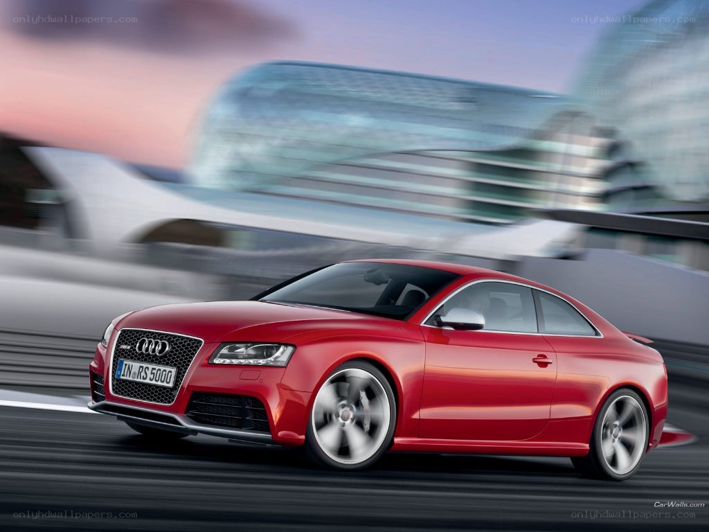Red Audi RS 5 in motion
