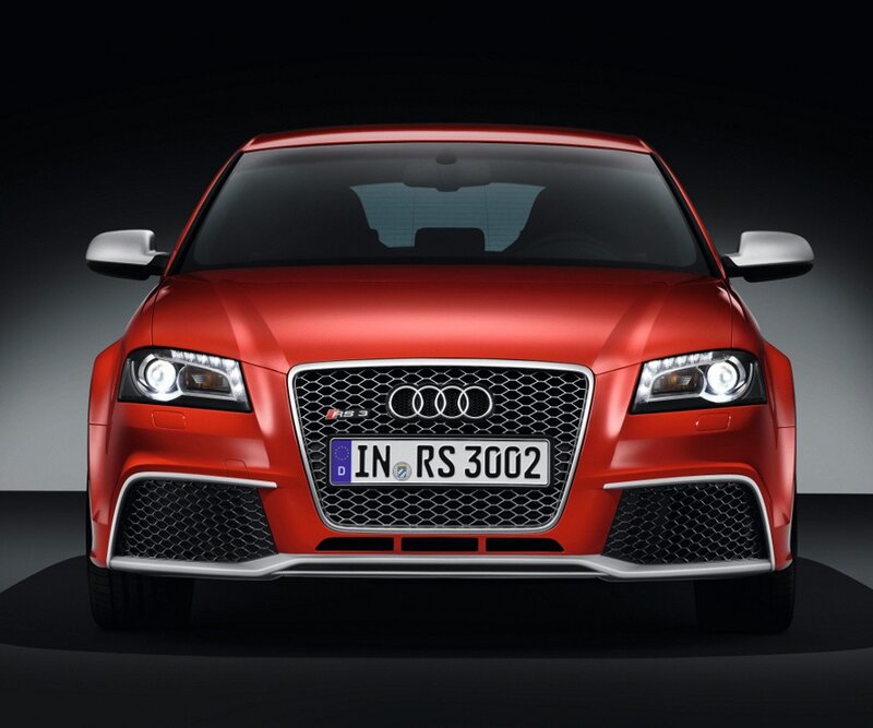 Red Audi RS3 front view