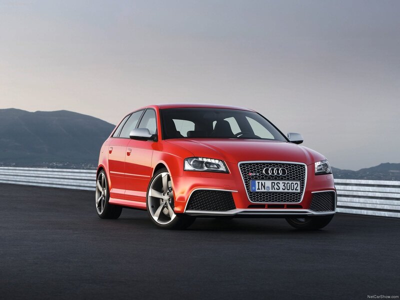 Red Audi RS3 on a racetrack