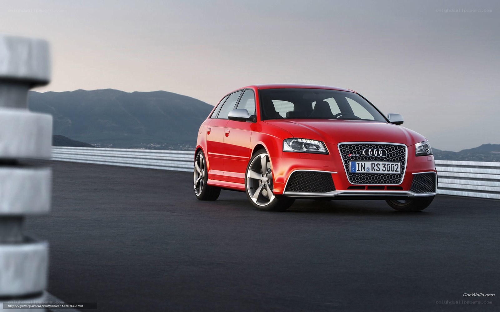 Red Audi RS3 on a racetrack