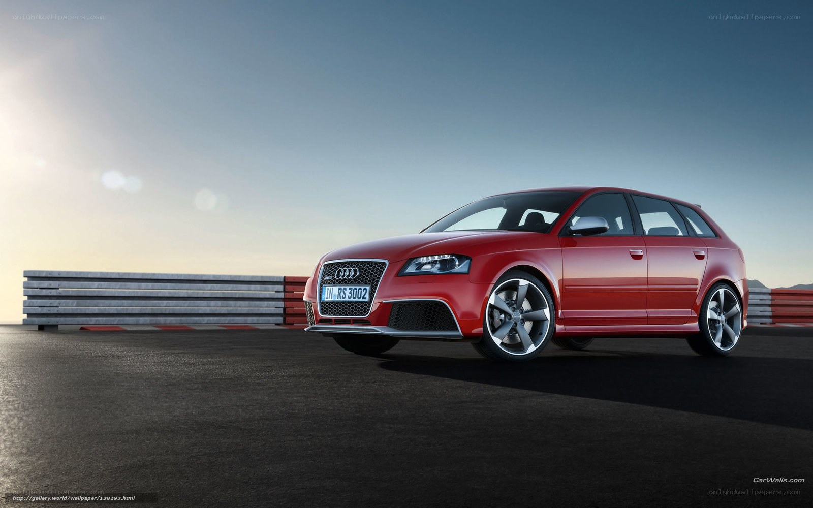 Red Audi RS3 on racetrack