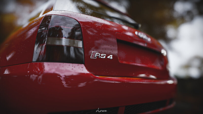 Red Audi Rs4 Car — Dramatic, Autumn