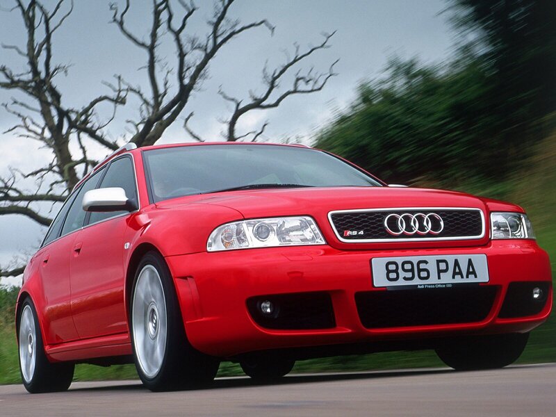 Red Audi Rs4 Car — Dynamic, Photograph, Tree