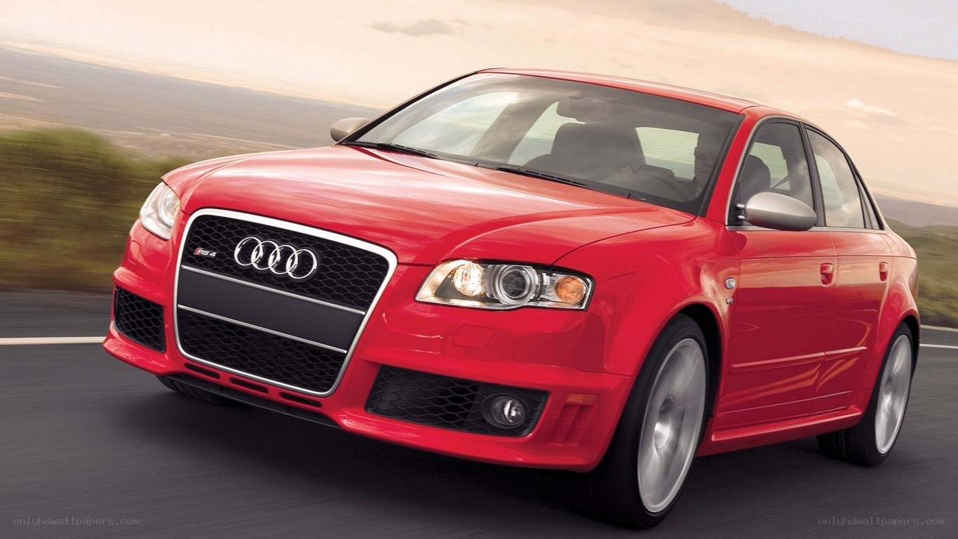 Red Audi RS4 in motion