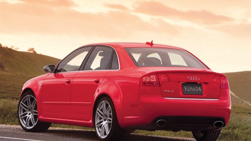 Red Audi RS4 on a country road