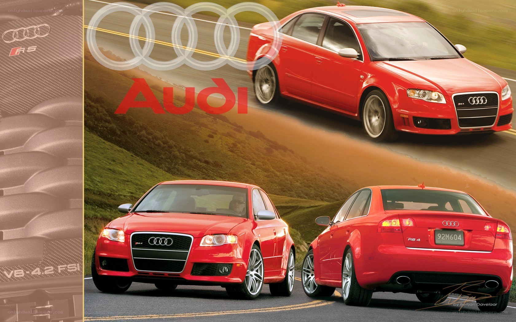Red Audi RS4 on the road