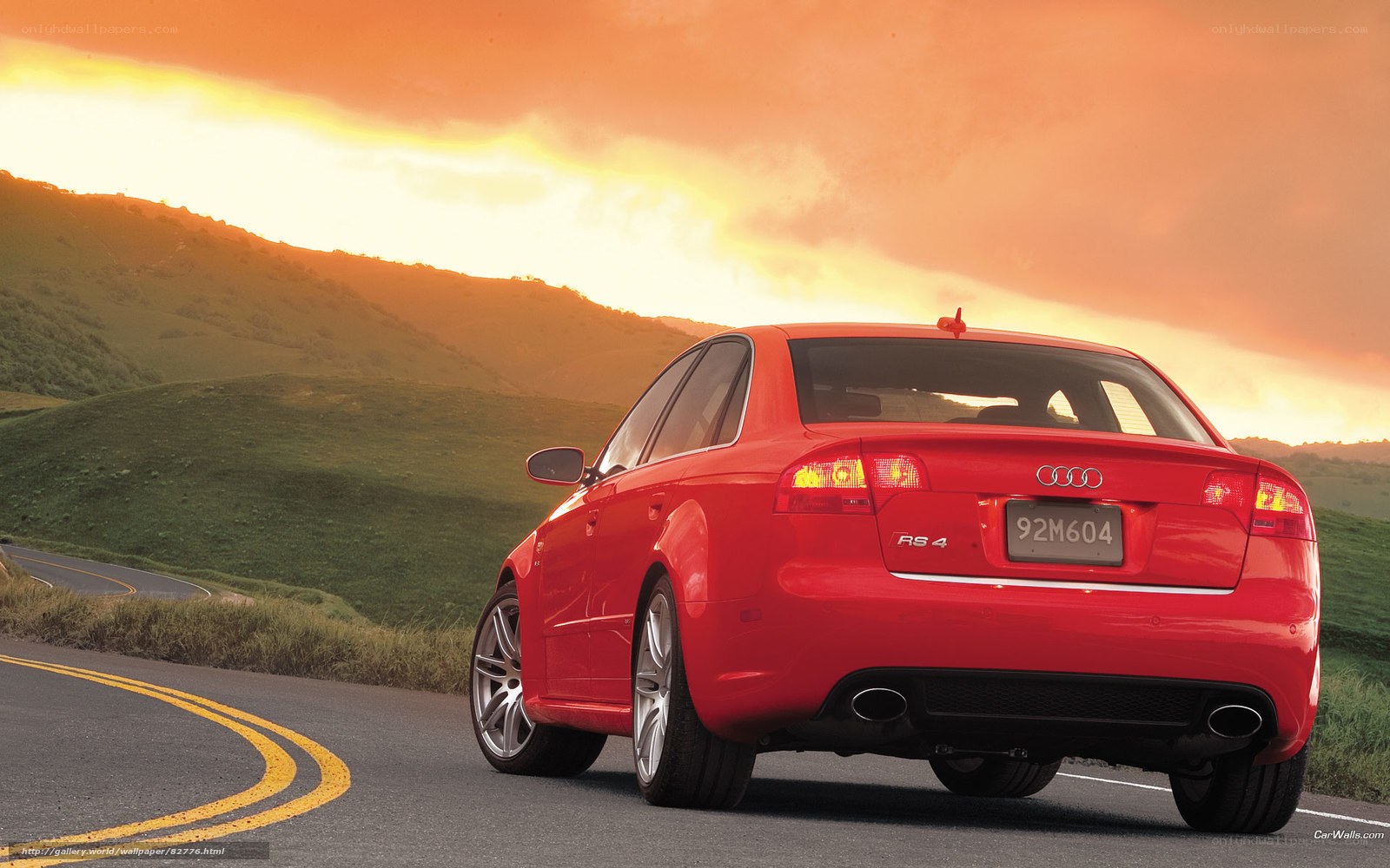 Red Audi RS4 on winding road