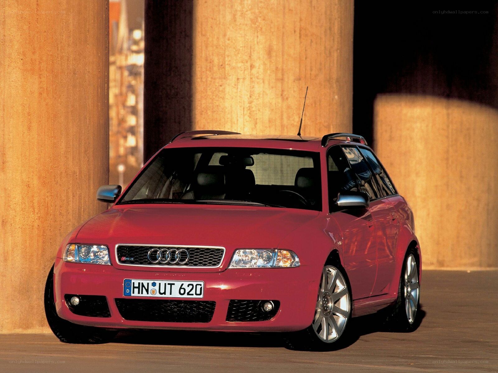 Red Audi RS4 station wagon