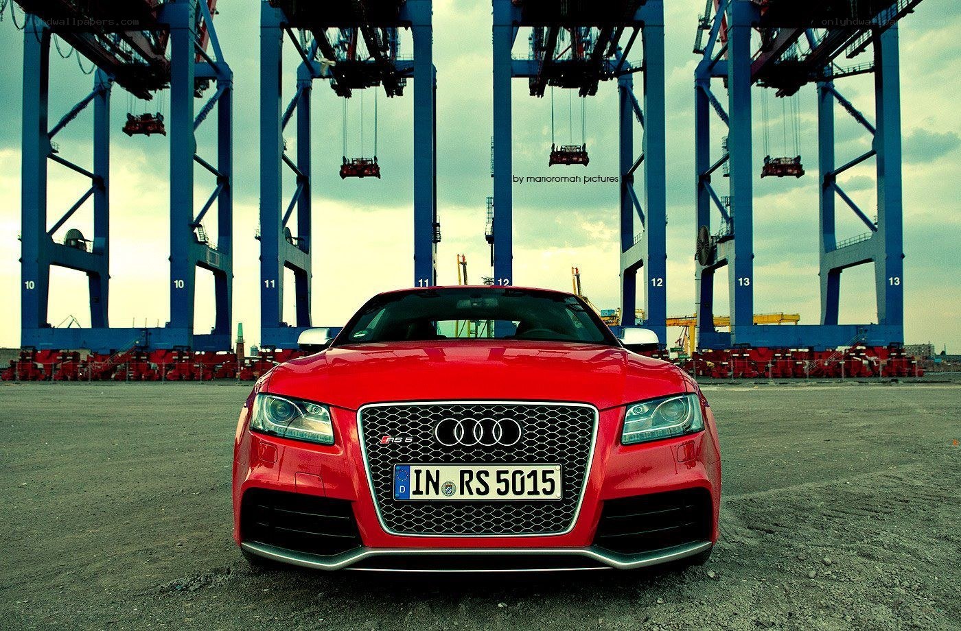 Red Audi RS5 at port