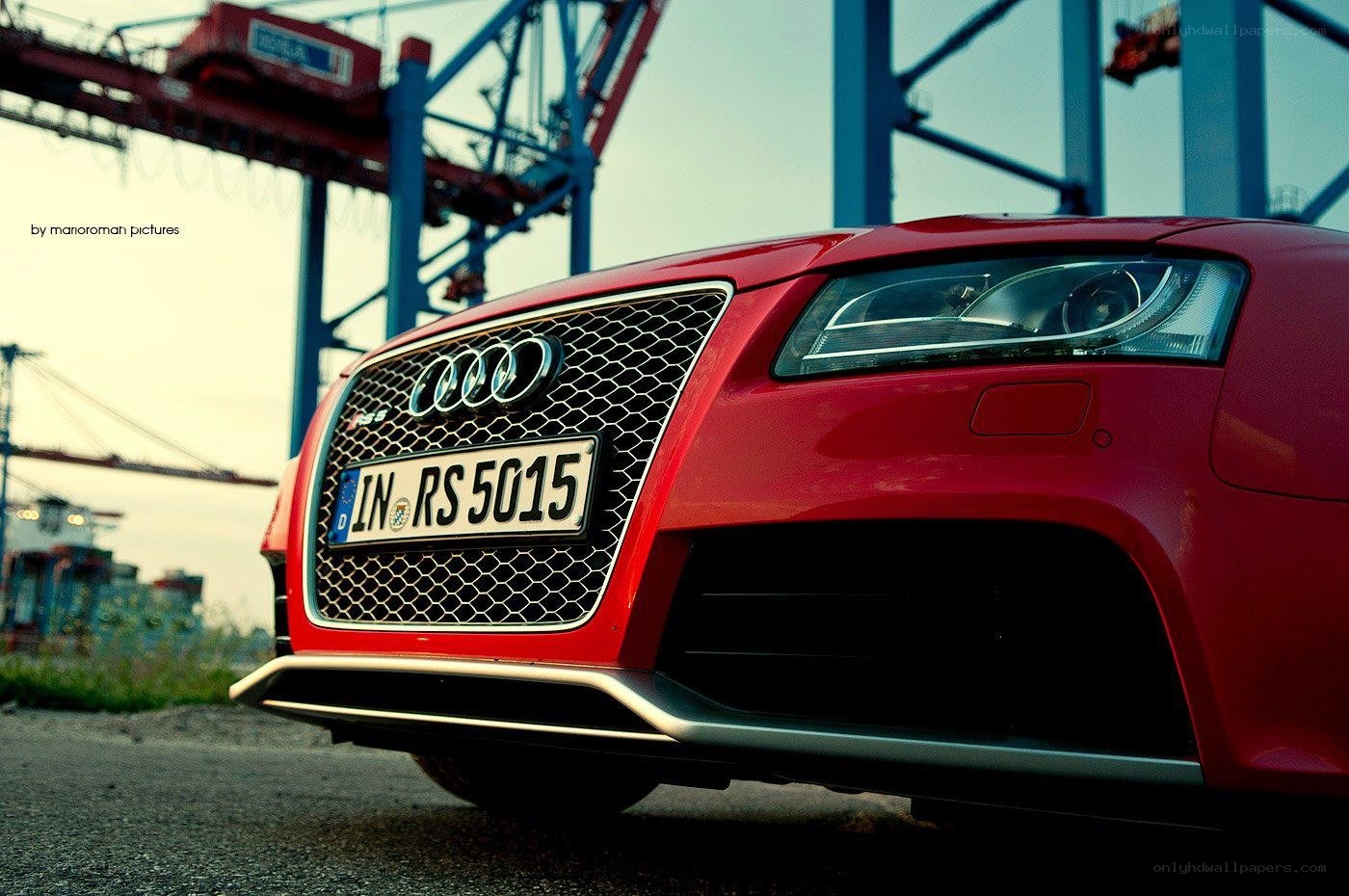Red Audi RS5 at port