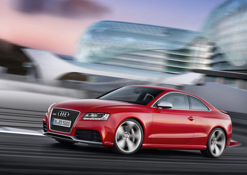 Red Audi RS5 in motion