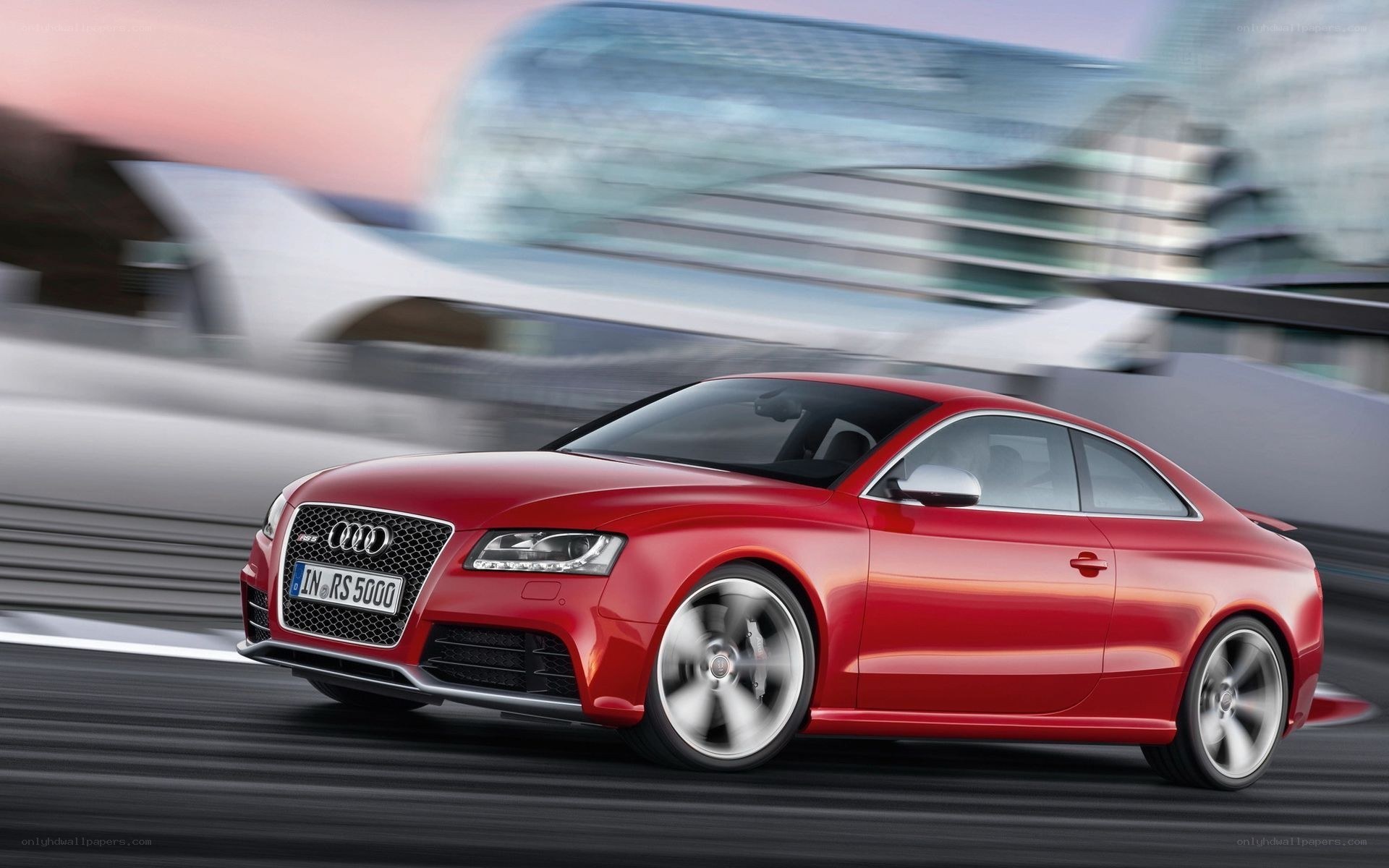 Red Audi RS5 in motion