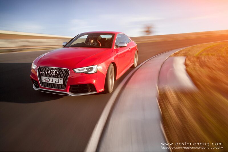 Red Audi RS5 on a racetrack