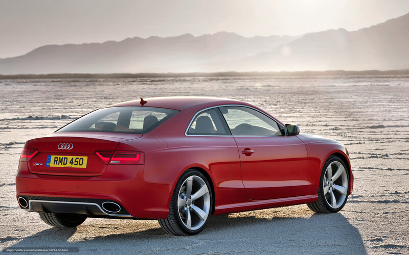 Red Audi RS5 on desert plain