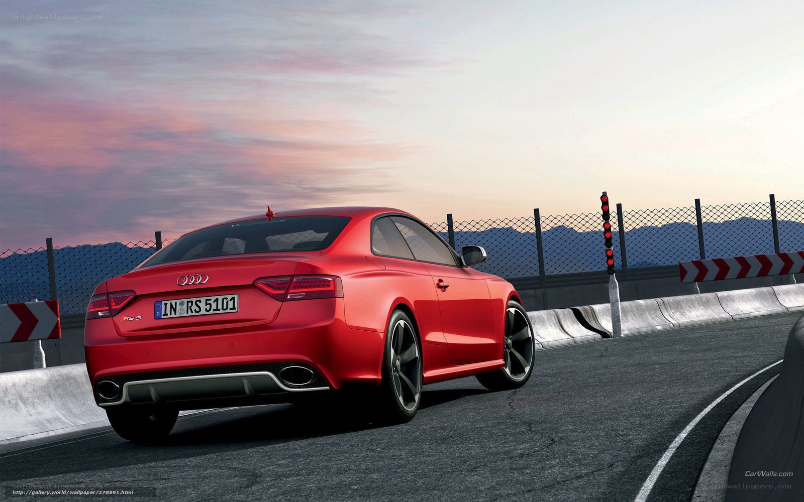 Red Audi RS5 on racetrack