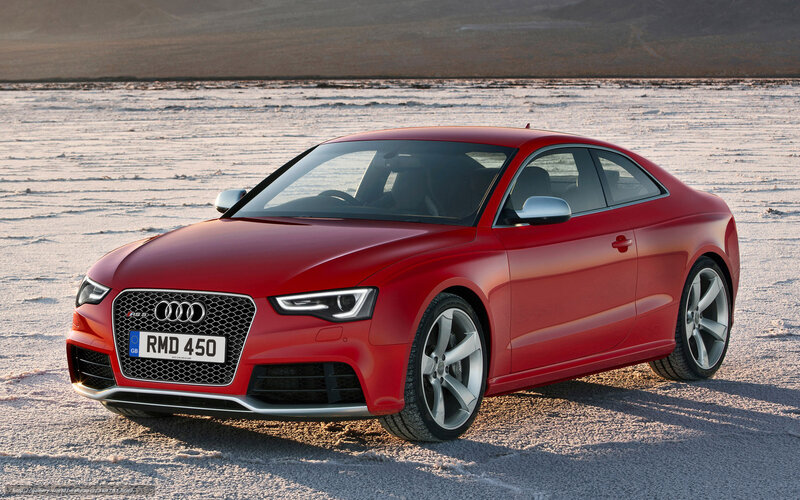 Red Audi RS5 on salt flat