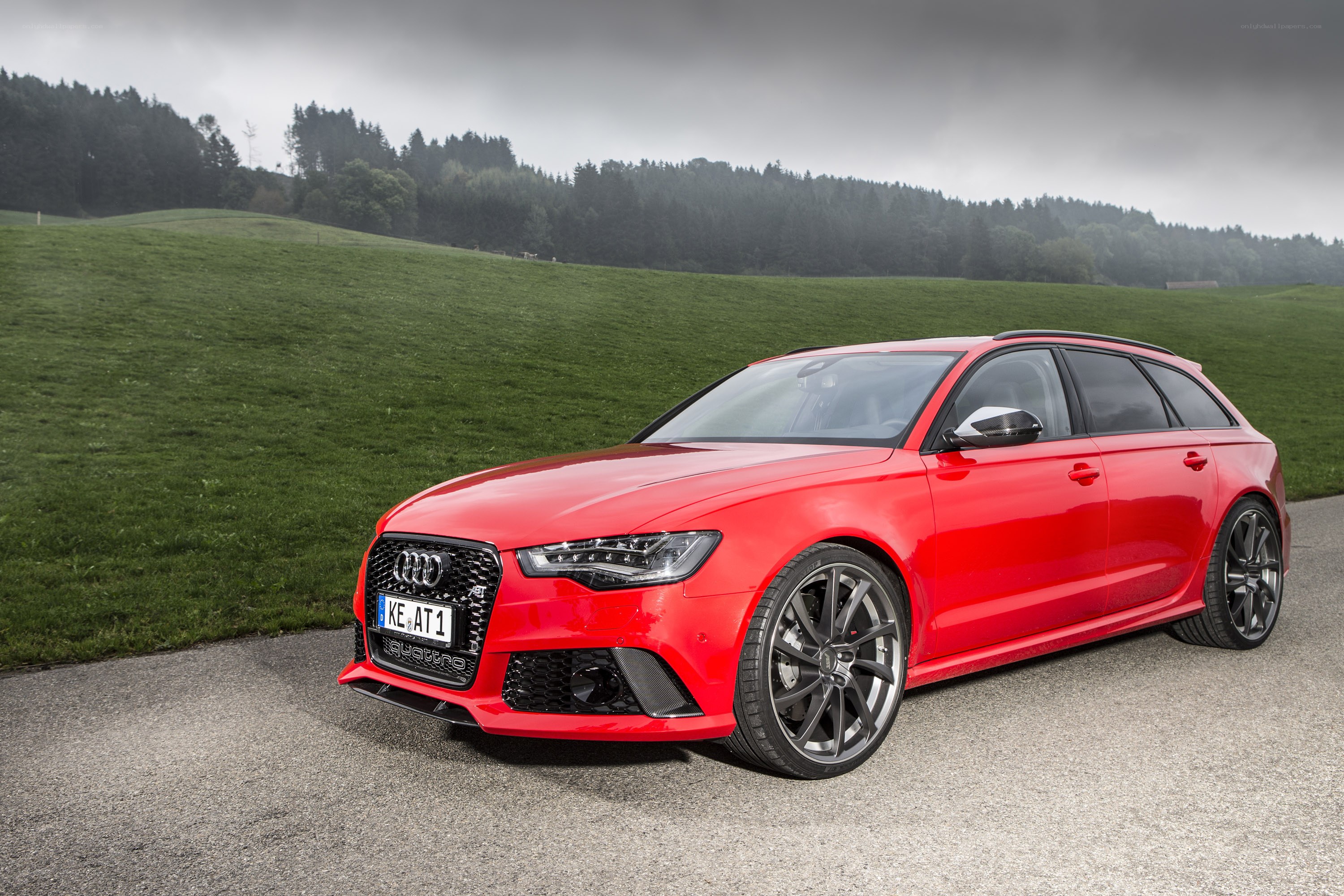 Red Audi RS6 Avant parked