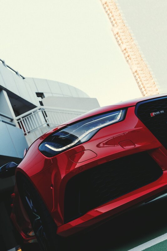 Red Audi Rs6 Car — Dramatic, Afternoon