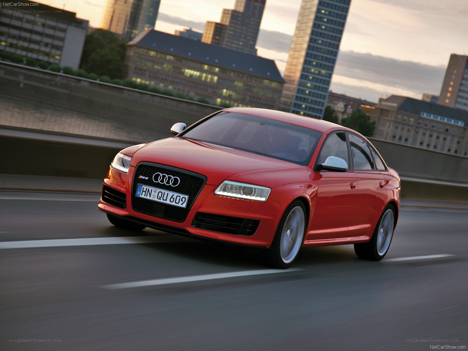 Red Audi RS6 in motion