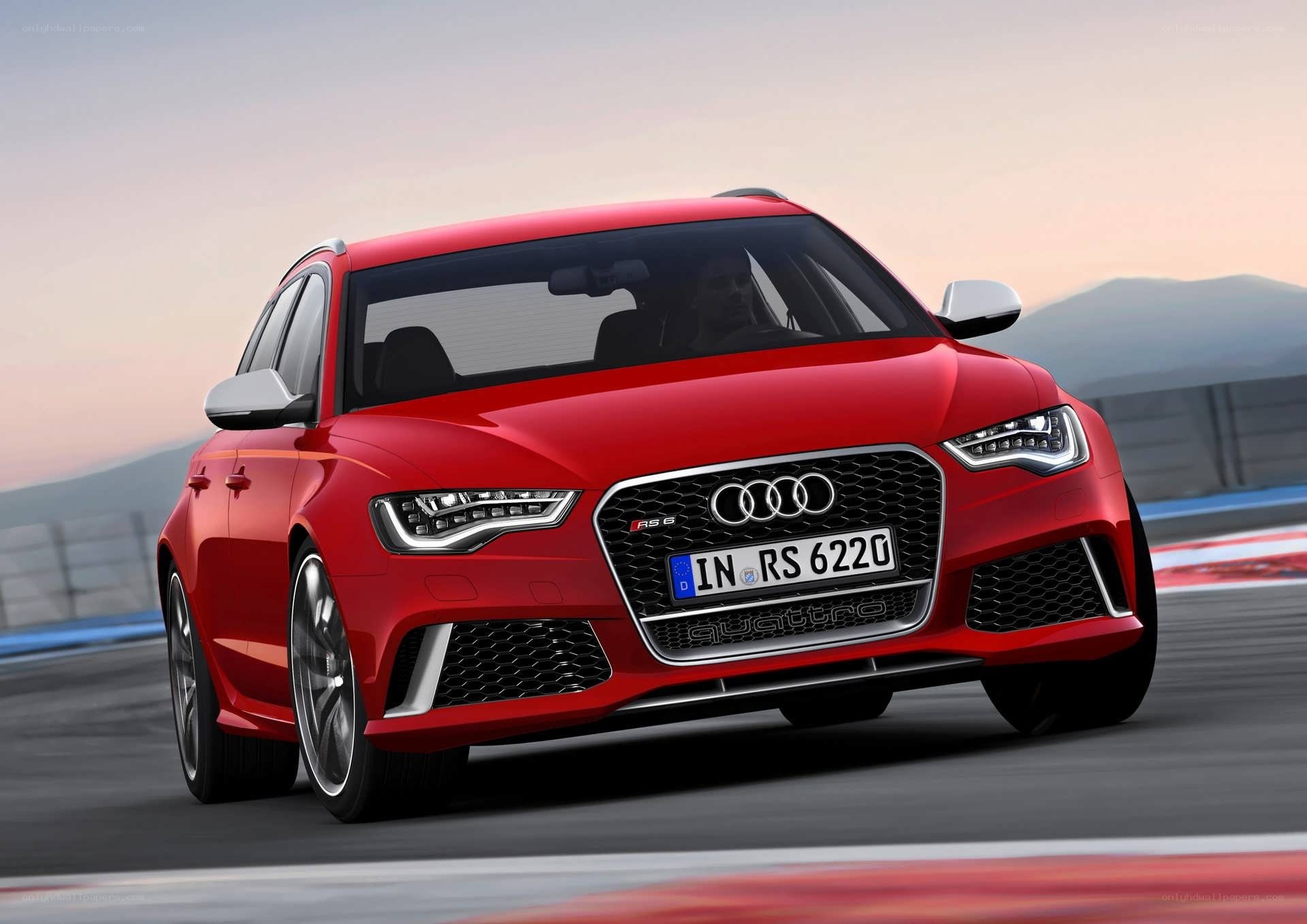 Red Audi RS6 on a racetrack