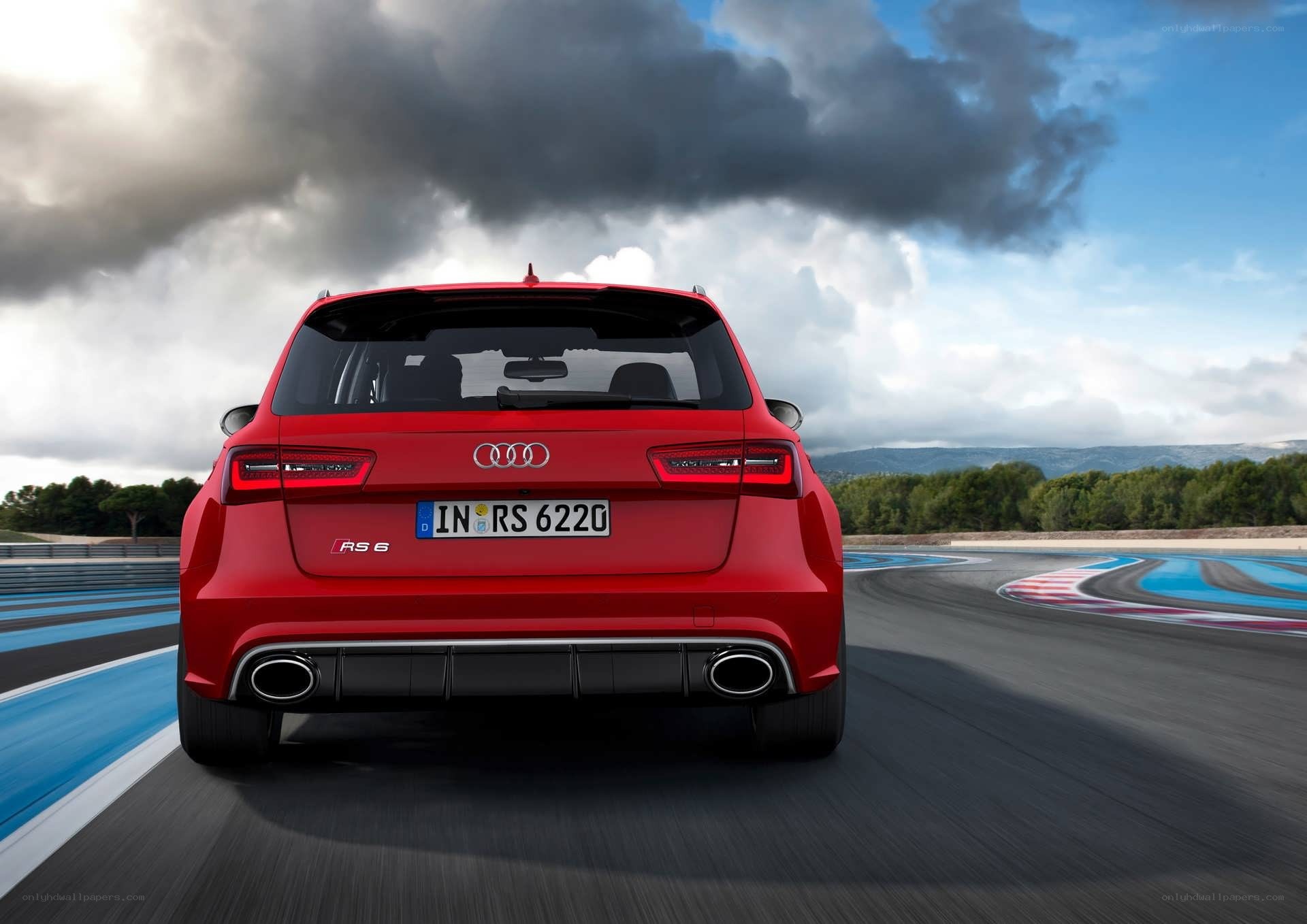 Red Audi RS6 on racetrack