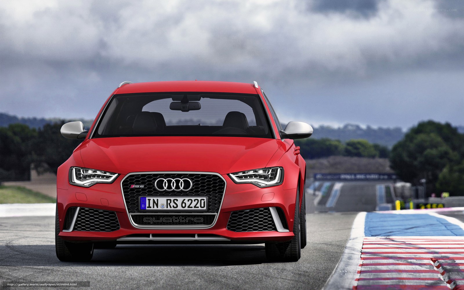 Red Audi RS6 on racetrack