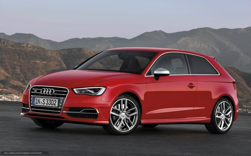 Red Audi S3 Hatchback — Dramatic, Afternoon, Photograph, Mountains