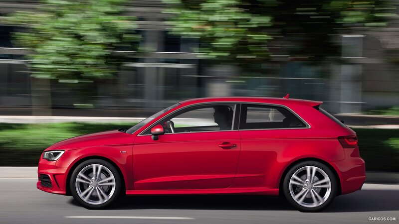Red Audi S3 in motion