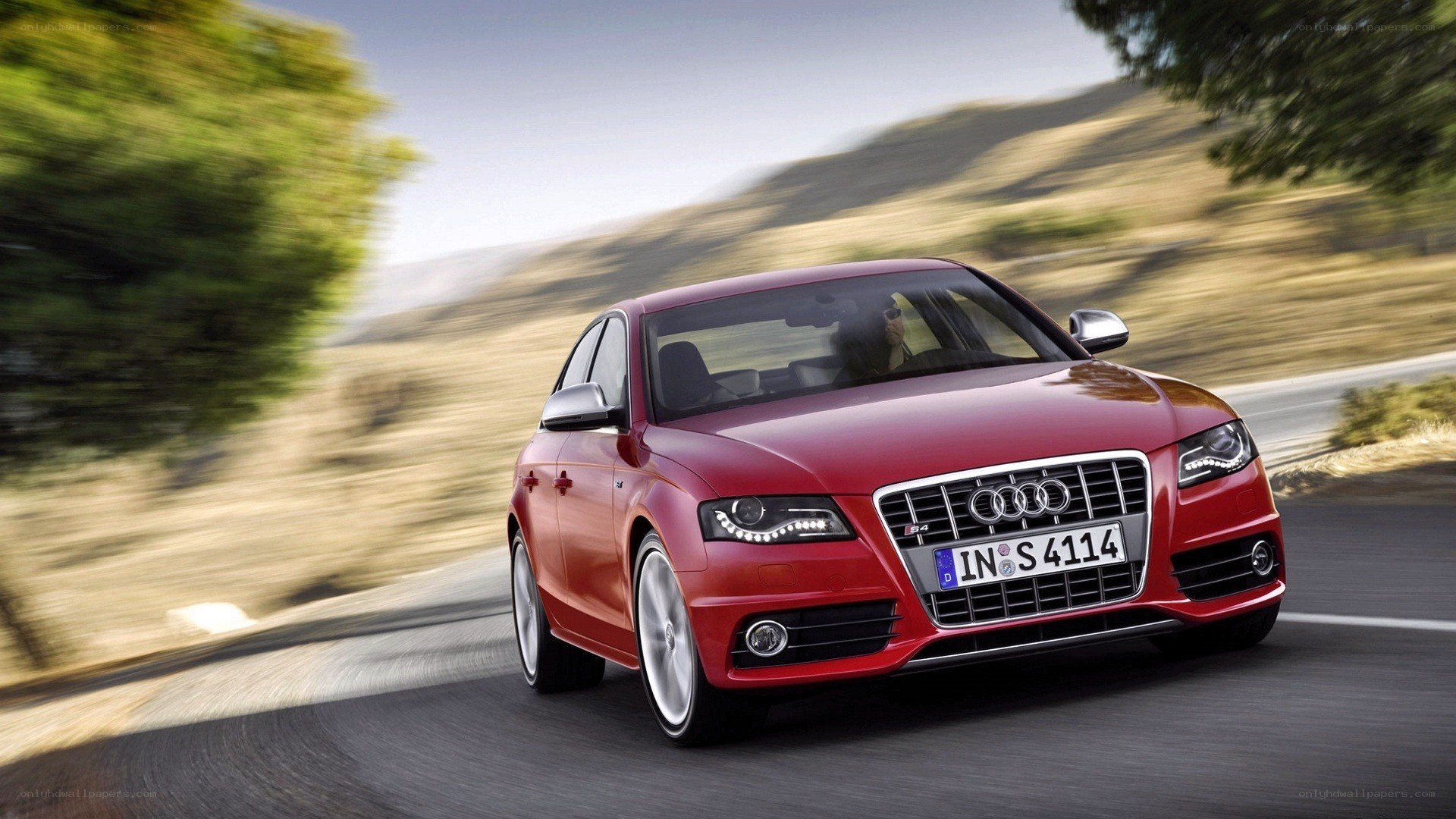 Red Audi S4 in motion