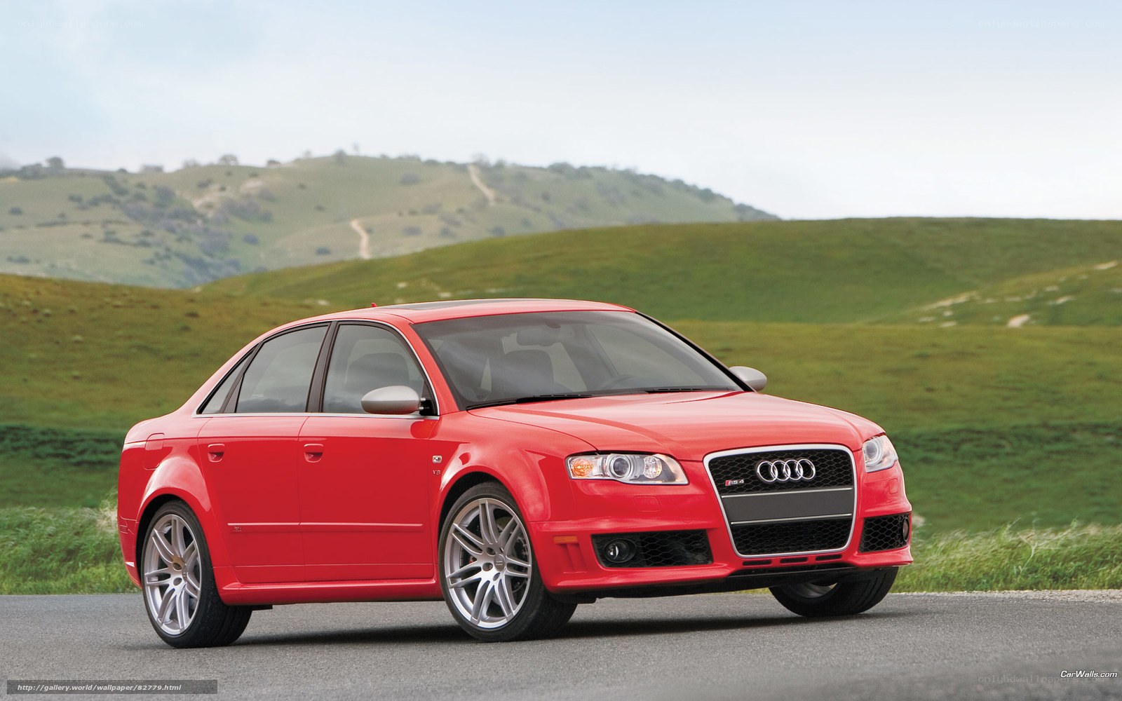 Red Audi S4 on a country road